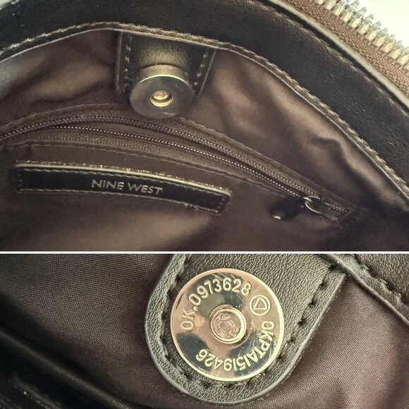 Nine West Small Crossbody Bag Multi Compartment Zip Closed Adjustable Strap - Picture 9 of 14